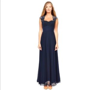 Aidan Mattox Navy Lace-too Silk Chiffon gown